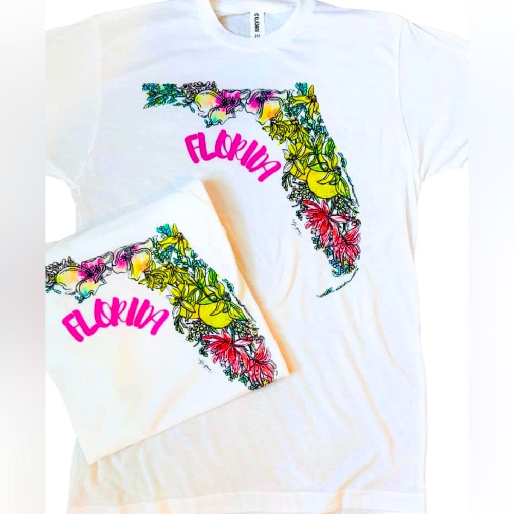 NEW Unisex Women Tshirt Soft - S/L/XL Florida Floral